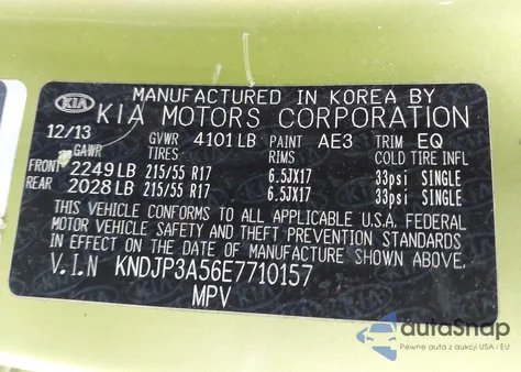 2014 Kia Soul + из США, поврежденный, VIN KNDJP3A56E7710157